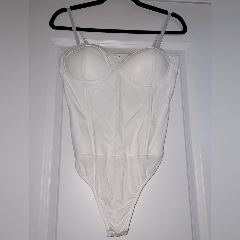 Faux-leather Bustier Bodysuit